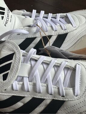 adidas White and Black Predator Leather soccer shoes